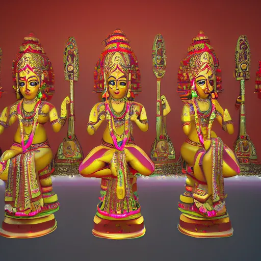 Prompt: 3d render, Idols of Indian Gods, Unreal engine, white background, 8k