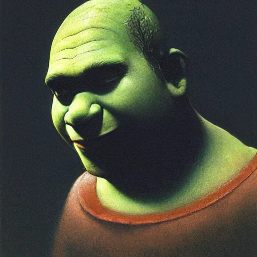 Image similar to portrait of Shrek by Beksiński