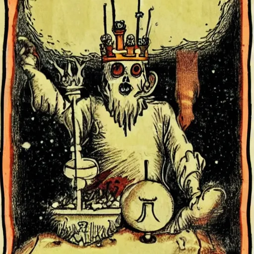 Image similar to dead alchemical old king boiling into mush