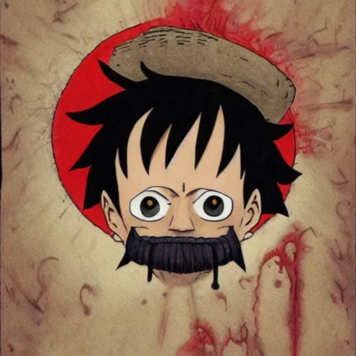 Image similar to [ luffy mustache ] ( by kentaro miura )