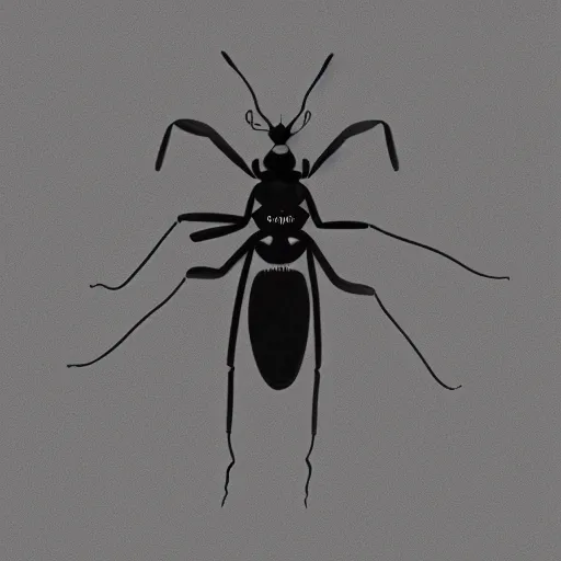 Prompt: soldier ant, black and white, botanical illustration