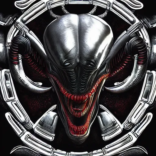 Image similar to “Alien, xenomorph, god of death, dark, evil, fantasy, intricate detail , realistic render”