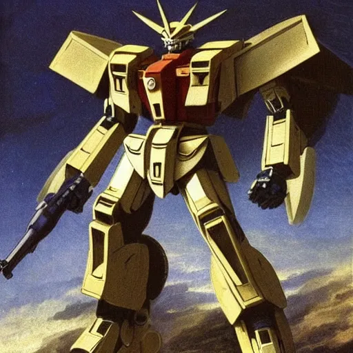 Image similar to jean francois millet as gundam mecha on 1 9 th roman empire, random content position, ultra realistic human face details with emotion, ultra realistic environment content details, incrinate content details, delete duplicate contents, rgb color