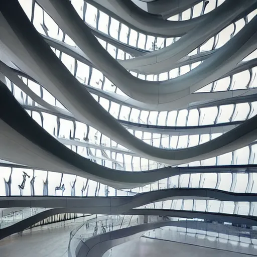Image similar to stunning beautiful futuristic museum interior by Coop Himmelblau, Zaha Hadid, dragonfly wings pattern