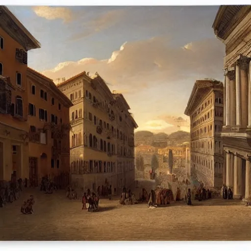 Image similar to the view down a street, buildings in rome by martinus rørbye