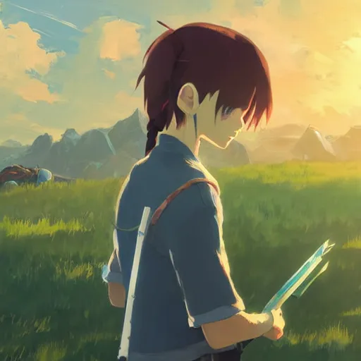 Prompt: cel shaded, toon shaded style anime key visual concept art of sad anime girl, acrylic painting, trending on pixiv fanbox, palette knife and brush strokes, style of makoto shinkai jamie wyeth james gilleard edward hopper greg rutkowski studio ghibli in style of breath of the wild