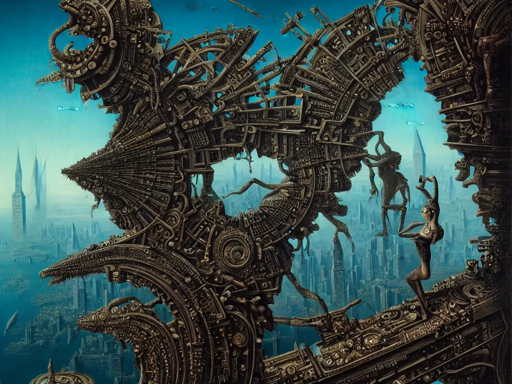 Prompt: highly detailed photo of decadence, point of view : up, trending on deviantart, neo surrealism, sharp focus, 4 k, a lot of little details, octane, masterpiece, art by max ernst, art by jim burns