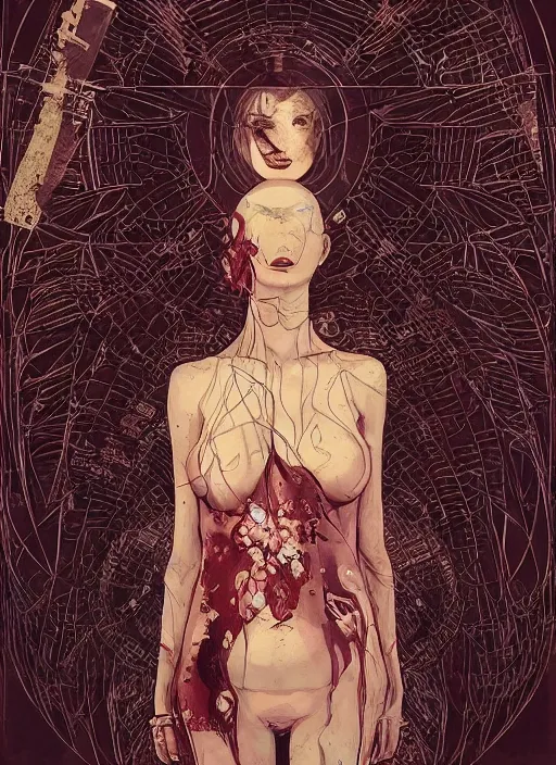 Image similar to strong women, eun emerging from renaissance italy into a cyberpunk mutiversal realm by conrad roset, nicola samuri, dino valls, m. w. kaluta, jakub rebelka, rule of thirds, seductive look, beautiful