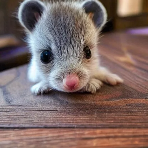 Image similar to Wow! This small baby animal on the wooden table is so cute!