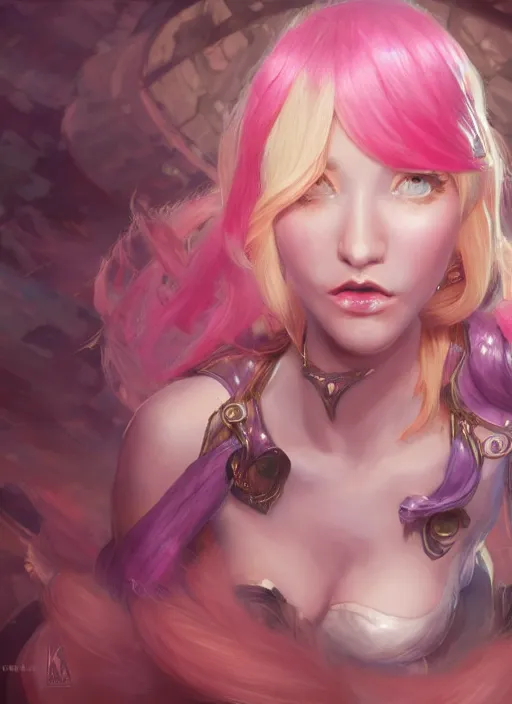 Image similar to seraphine, from league of legends, pink hair, musical keyboard, hyper detailed, digital art, trending in artstation, cinematic lighting, studio quality, smooth render, unreal engine 5 rendered, octane rendered, art style by klimt and nixeu and ian sprigger and wlop and krenz cushart