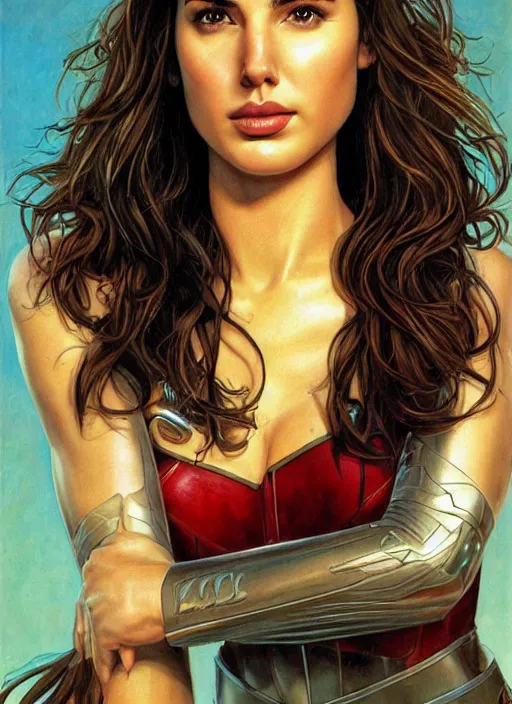 Prompt: portrait of gal gadot by clyde caldwell