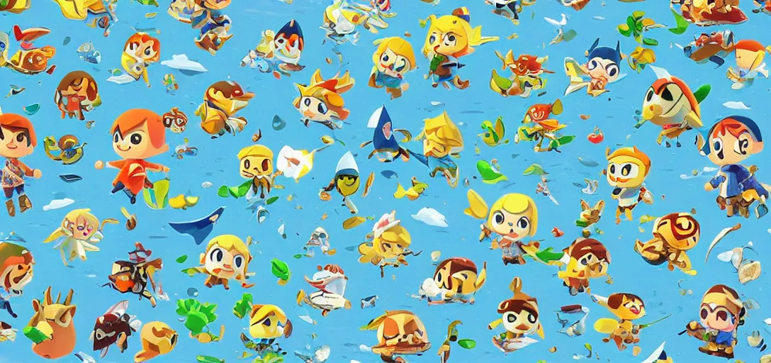 Image similar to pattern of water, wind waker, animal crossing, summer