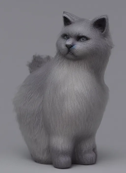 Image similar to 80mm resin detailed miniature of fluffy cat, Product Introduction Photos, 8K, Full body, subsurface scattering