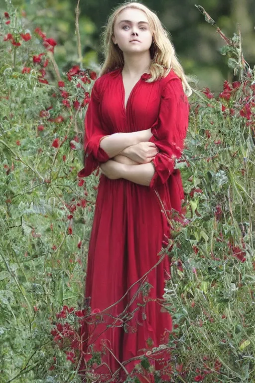 Image similar to annasophia robb wearing red houpelande, bouguereau