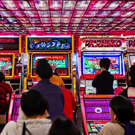 Image similar to a bunch of people at a pachinko parlor