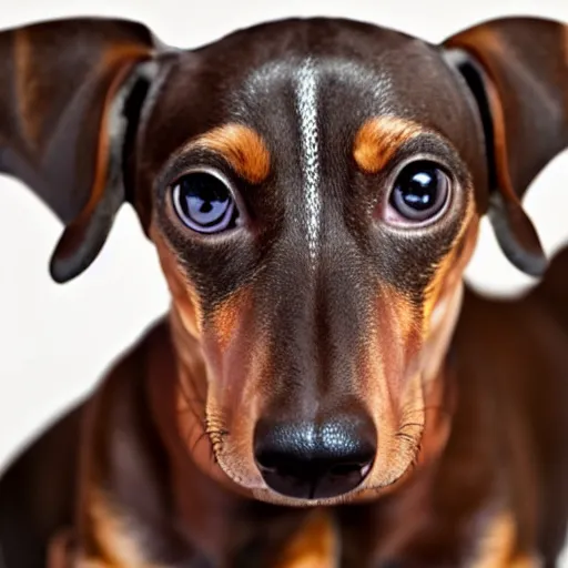 Image similar to realistic photo of a dachshund with enormous ears, studio lighting