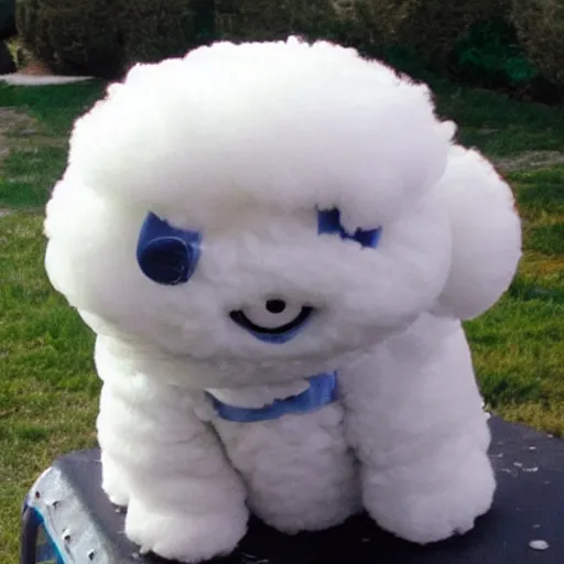 Image similar to bichon frise as the stay puft marshmallow man