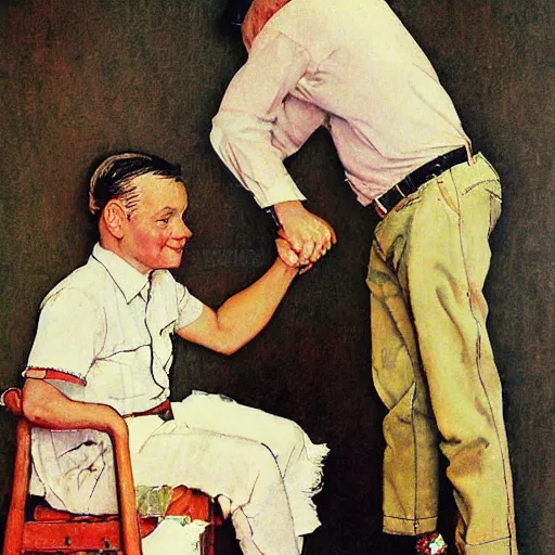 Image similar to Bill Murry painted by Norman Rockwell