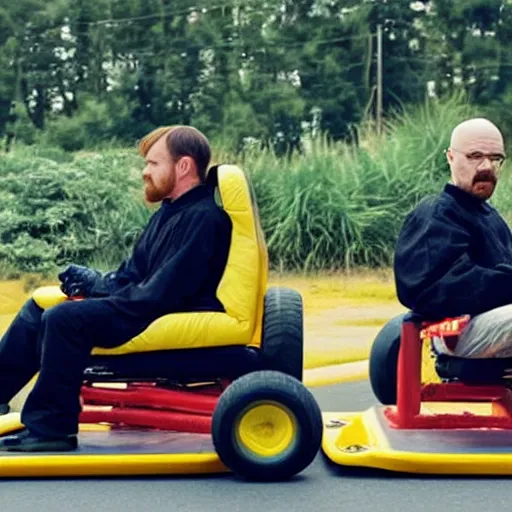 Prompt: Walter White and Jesse Pinkman in go karts