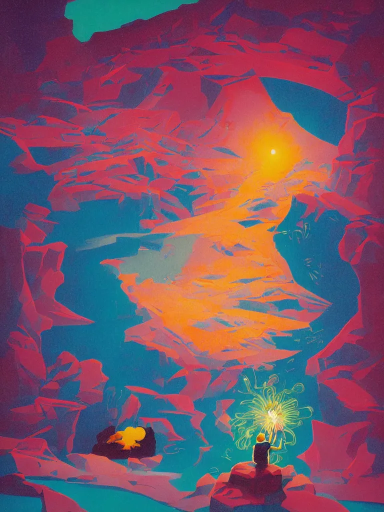 Prompt: a vibrant ultraclear closeup portrait of a man tasting neon fireworks and blotter papers of lsd acid, dreaming psychedelic hallucinations in the vast icy landscape of antarctica, by ames gilleard, zdzislaw beksinski, steven outram, kawase hasui, moebius and edward hopper, colorful flat surreal design, hd, 3 2 k