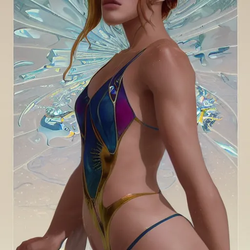 Image similar to ultra realistic illustration, bella thorne as the olympics swim team anime, intricate, elegant, highly detailed, digital painting, artstation, concept art, smooth, sharp focus, illustration, art by artgerm and greg rutkowski and alphonse mucha and wlop