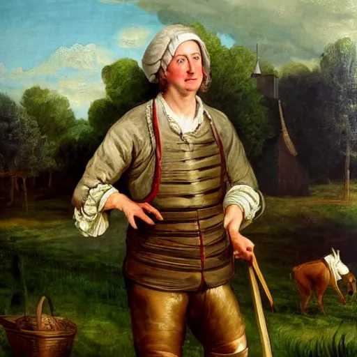 Prompt: david cameron as a 1 7 th century peasant workingin the fields, painting, restored, 1 7 th century art, very detailed painting