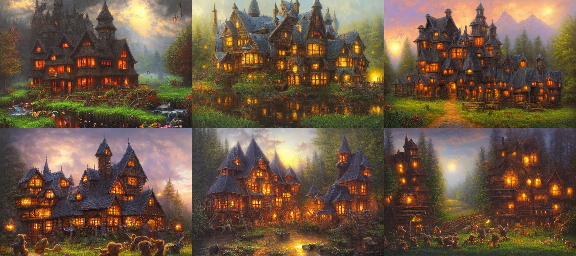 Image similar to little fuzzy black creatures building a wooden castle, Mark Keathley, Andreas Rocha