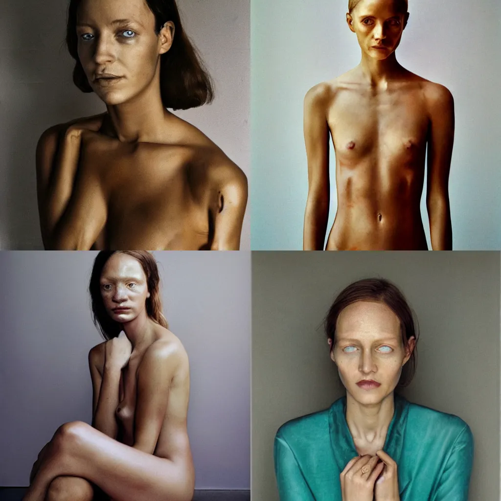 Prompt: photo portrait of a beautiful woman, by Vanessa Beecroft