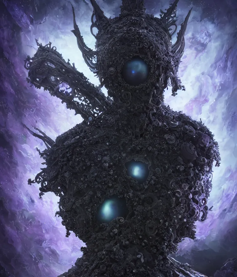 Image similar to impressive ominous front!! shot photo of a court jester character fine portrait fine portrait mesmerizing fractal hyper cubes platinum cracked dark future hyper dimensional space galactic crystal nebula edges elegant detailed intricate concept artstation sharp focus ray tracing cinematic masterpiece temporal corruption beeple wlop germ 8 4 k scifi glossy hyper realistic illustration canon eos r 3 fujifilm x - t 3 0 sony alpha a 6 6 0 0