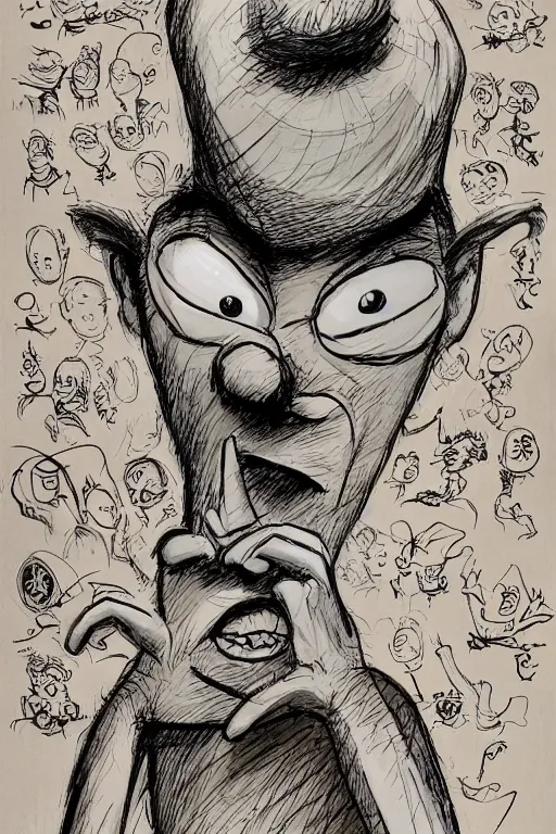 Prompt: concept art, tired of bullshit, big head, sit lookin tired at camera, lazy, highly detail, intricate, sharp focus in the style of martin rowson, rayma suprani, peter kuper, ted rall, dr seuss, milt gross, tex avery, by virgil partch, 8 k, uhd, realistic,