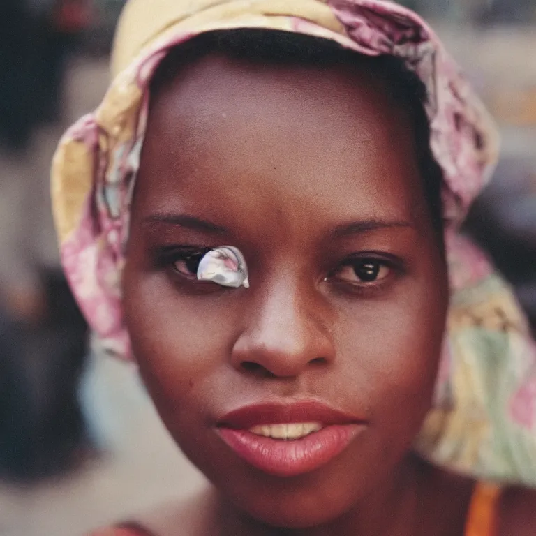 medium format colour film flash close up portrait of Stable Diffusion