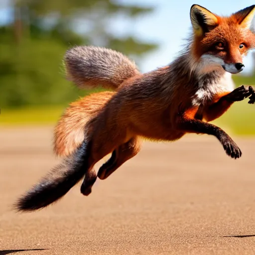 Image similar to a quick brown fox jumps over the lazy robot, high definition, 8 k, raw