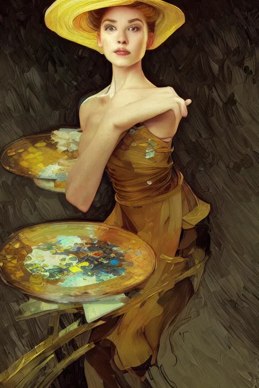 Image similar to ultra realistic illustration, vincent van goh wearing a party hat, elegant, highly detailed, digital painting, concept art, smooth, sharp focus, illustration, art by artgerm and greg rutkowski and alphonse mucha