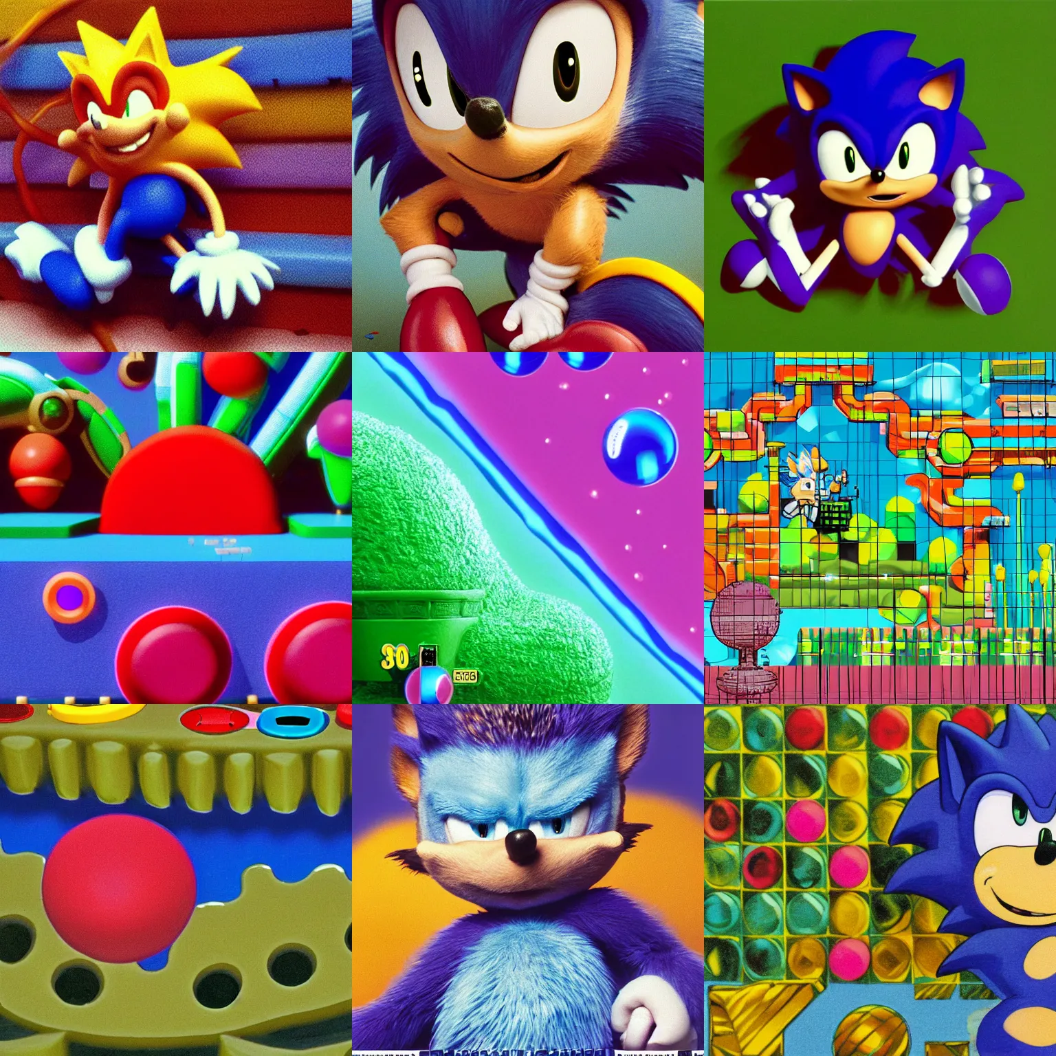 Prompt: velvia closeup sonic the hedgehog dreaming of puffy portrait colossal claymation scifi bubbles matte painting landscape of a surreal acid, sonic the hedgehog retro moulded domineering craven chubby soggy roomy noxious fluttering checkerboard background 1 9 8 0 s 1 9 8 2 sega genesis video game album cover