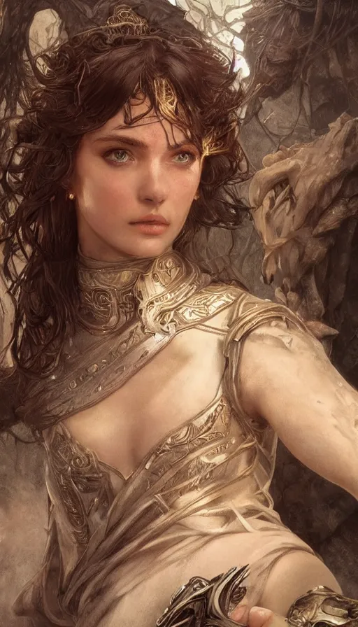 Image similar to sappho, warhammer, lord of the rings, sweaty, intricate, highly detailed, digital painting, artstation, concept art, smooth, sharp focus, illustration, unreal engine 5, 8 k, art by artgerm and greg rutkowski and alphonse mucha