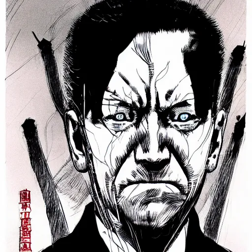 Image similar to Joe Biden looking sinister, by Tsutomu Nihei, highly detailed