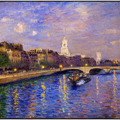 Image similar to impressionism kissing near le seine, paris