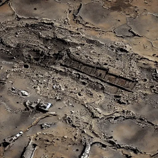 Image similar to satellite image of the giant remains of an ancient robot