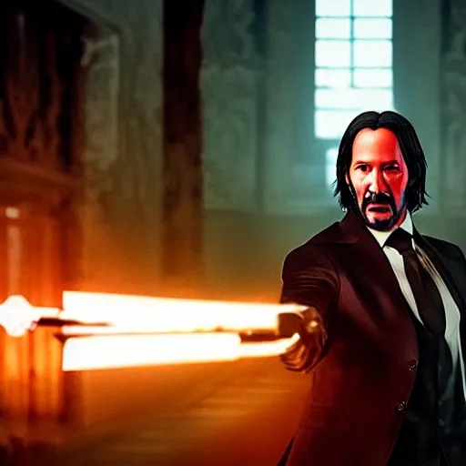 Image similar to John Wick, using a bow instead of a gun, in a combat style he calls Arch-Kata.