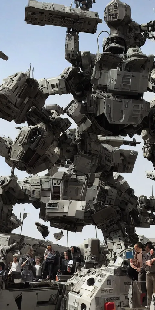 Prompt: Bashar al Assad in the cockpit of a giant battle mech