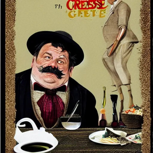 Image similar to mr. creosote, in the style of terry gilliam, detailed, 4 k