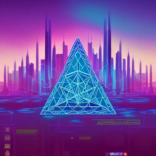 Image similar to matte painting of the sacred geometry of cyberpunk, brilliant colors, extremely detailed, very very detailed, in the style of alena aenami by Alex grey, HD, 4k, 8k