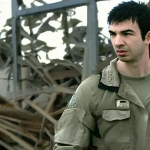 Image similar to “a still of Nathan Fielder in Metal Gear Solid 2 (2001)”