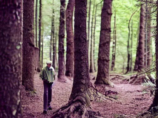 Image similar to an 85 year old man in a forest