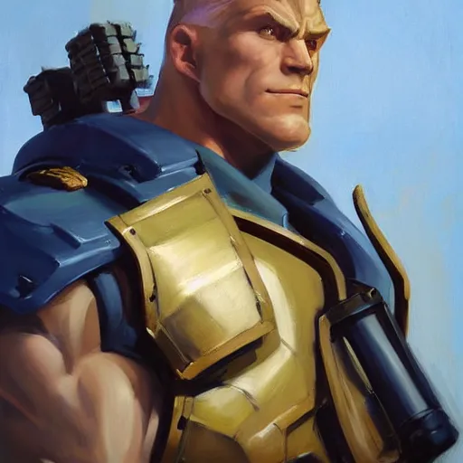 Image similar to greg manchess portrait painting of partially armored guile from street fighter as overwatch character, medium shot, asymmetrical, profile picture, organic painting, sunny day, matte painting, bold shapes, hard edges, street art, trending on artstation, by huang guangjian and gil elvgren and gerald brom