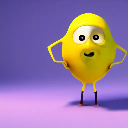 Image similar to a lemon character in the style of pixar, 4k, octane render