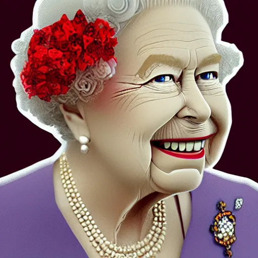 Image similar to queen elizabeth as a minecraft skin