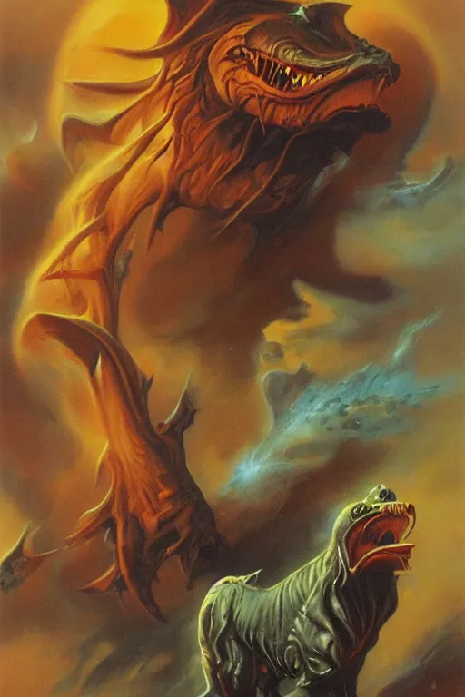 Prompt: extraterrestrial beast by boris vallejo