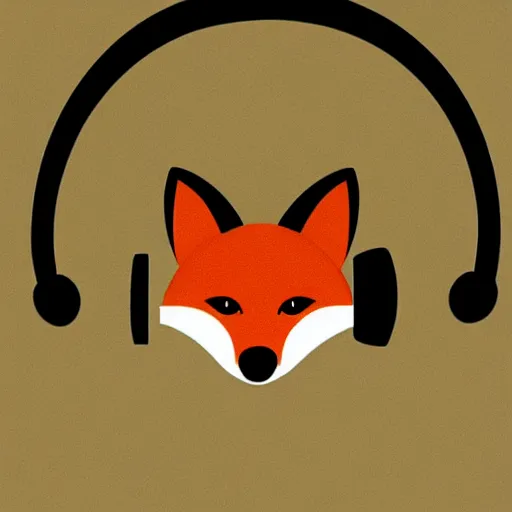 Image similar to fox in headphones, art, digital art, minimalism,