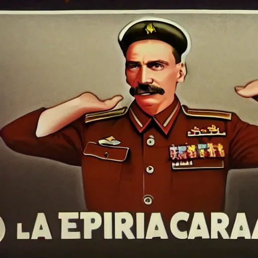 Image similar to Jerma985 saluting Stalin in style of American propaganda poster